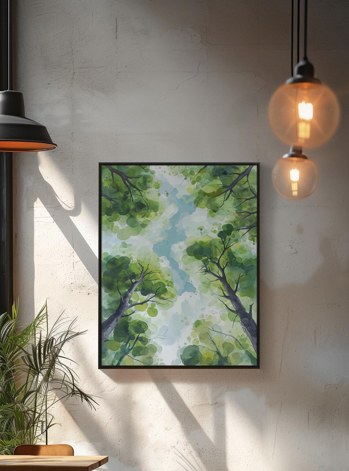 Serene Forest Canopy Watercolor Art Print