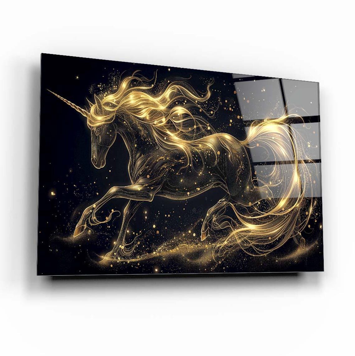 Golden Light Unicorn Galloping Through Sparkling Night Poster - Image 3
