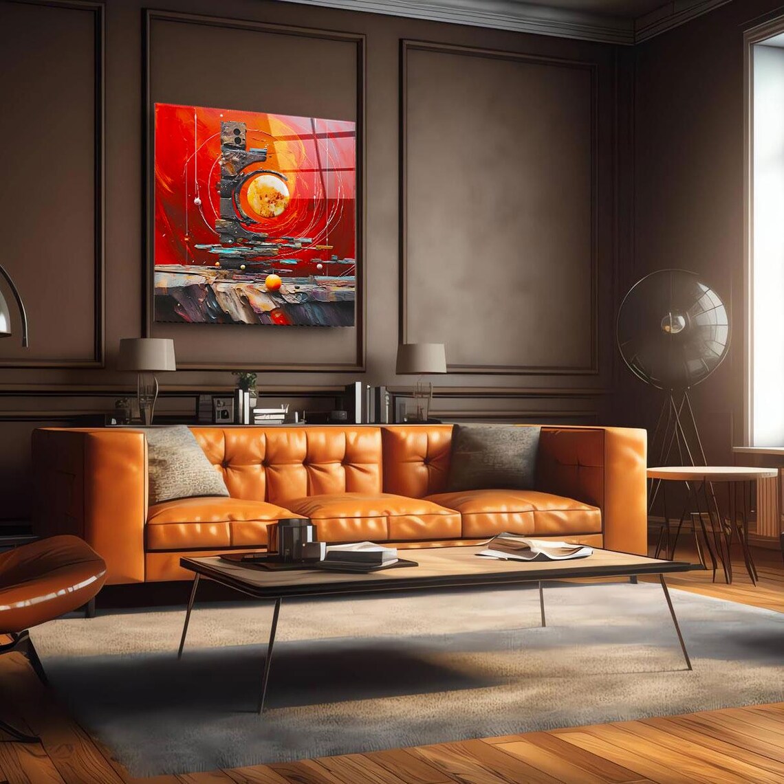 Abstract Red Horizon Wall Art Tempered Glass Print Modern Abstract Decor Luxury Glass Wall Art For Home And Office - Image 3
