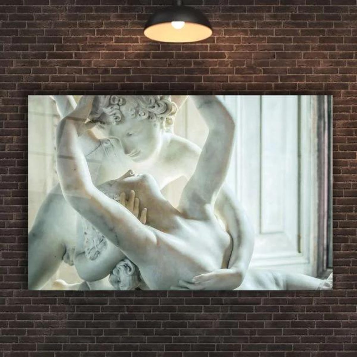Classical Marble Statue Lovers Embrace Romantic Sculpture Poster - Image 2