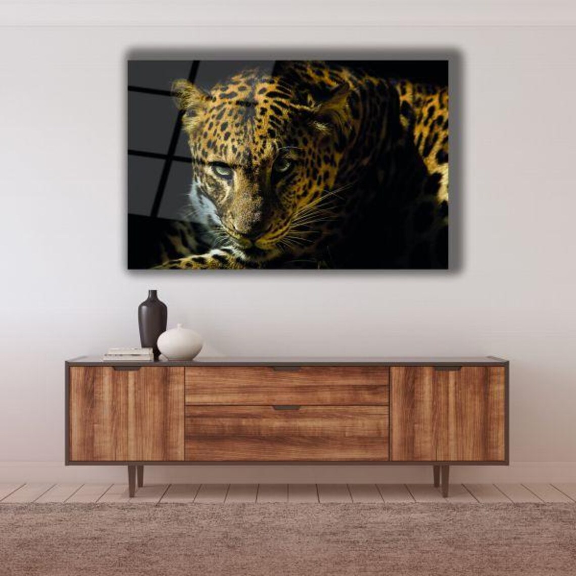 Majestic Leopard Close Up With Intense Gaze Dark Wildlife Poster