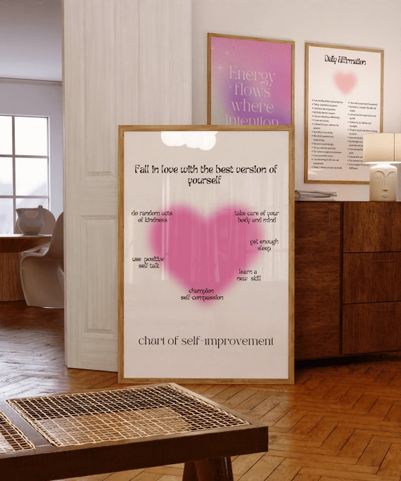 Love Yourself Self Improvement Aura Poster Spiritual Gradient Print Affirmation Wall Art Aura Wall Art Trendy Decor