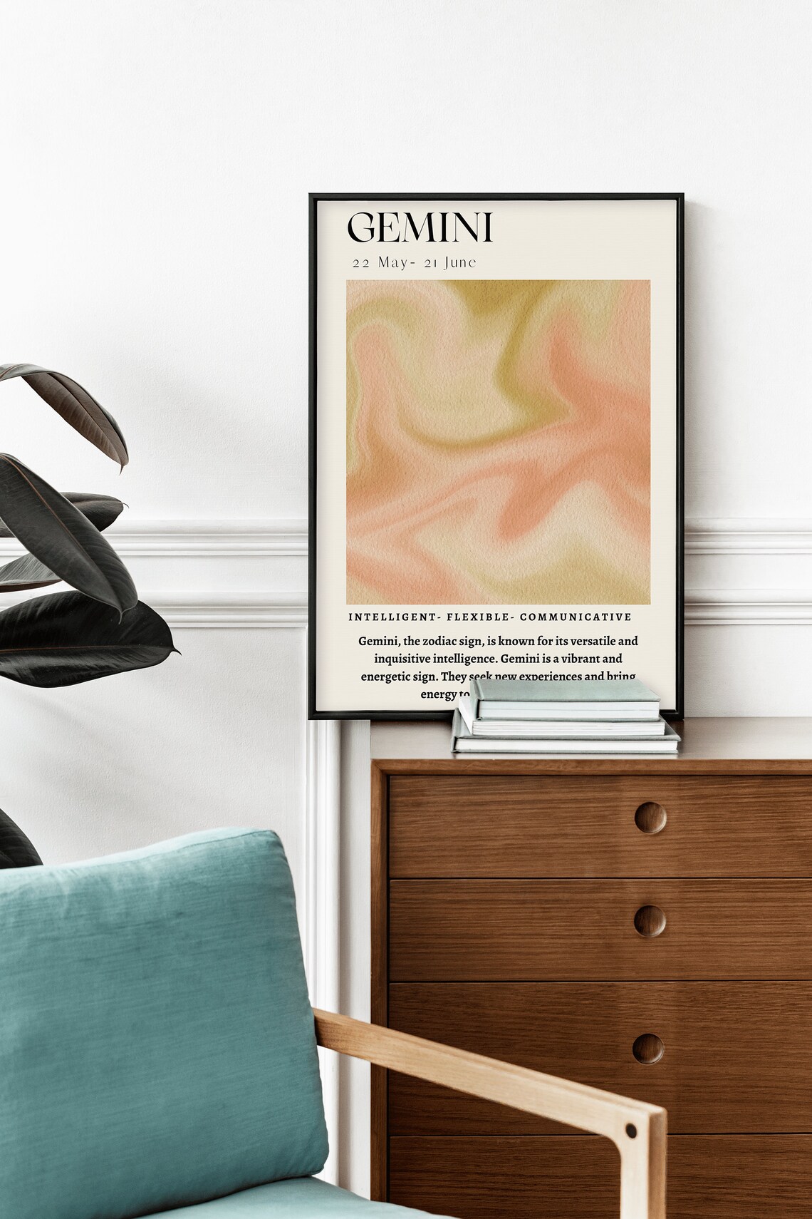 Gemini Zodiac Aura Gradient Poster for May June Birthdays Astrology Gift - Image 2