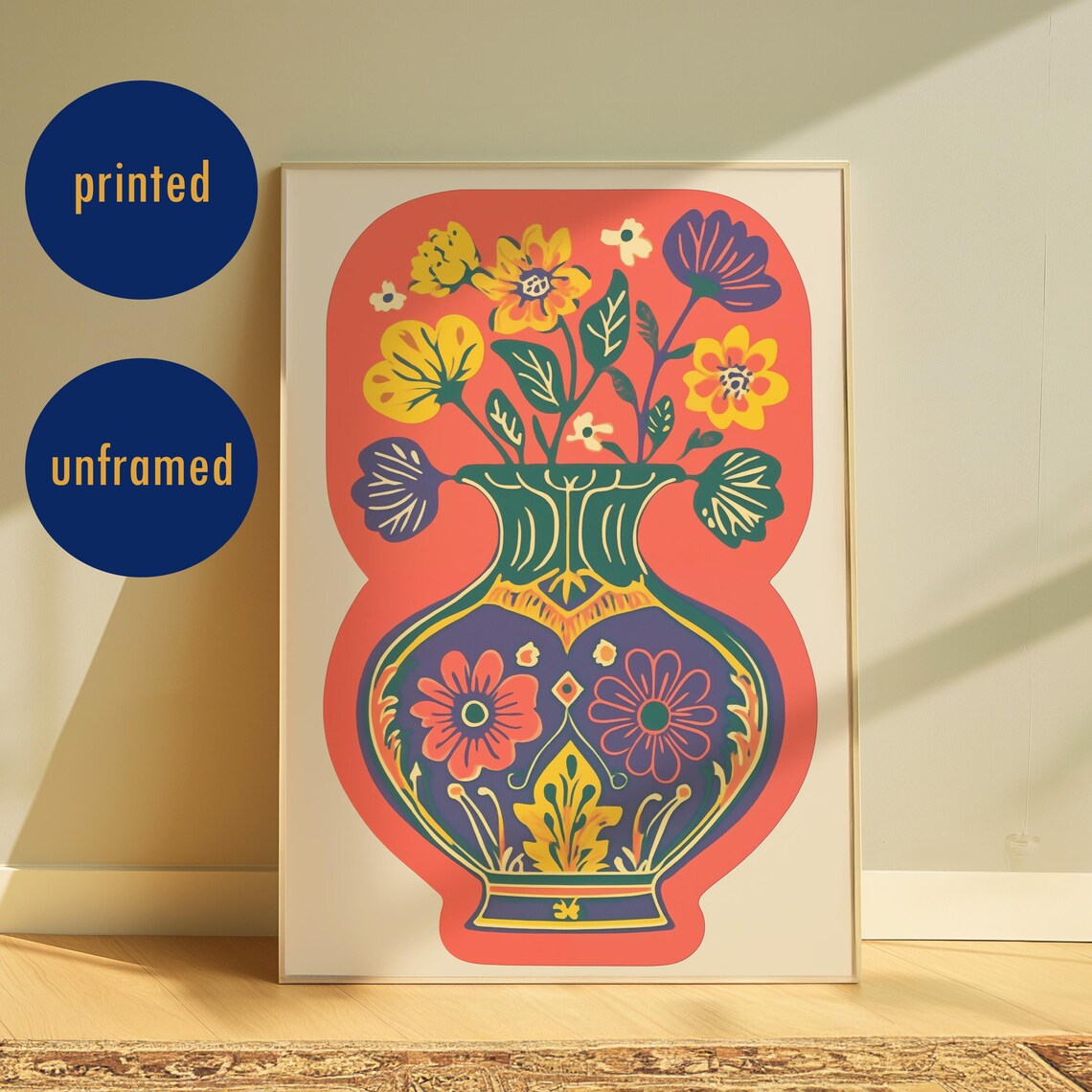 Pink Floral Vase Retro Flower Bouquet Art Print