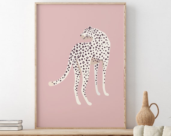 White Leopard On Pink Print Design Animal Art Home Decor Living Room Bedroomkitchen Wall A5a4a3a2a15x74x6