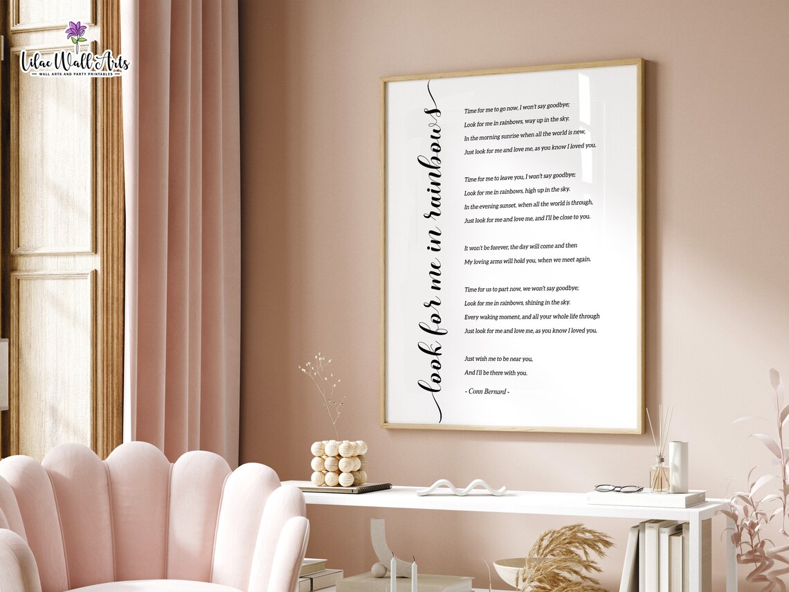 Look For Me In Rainbows Memorial Quote Art Print - Image 3