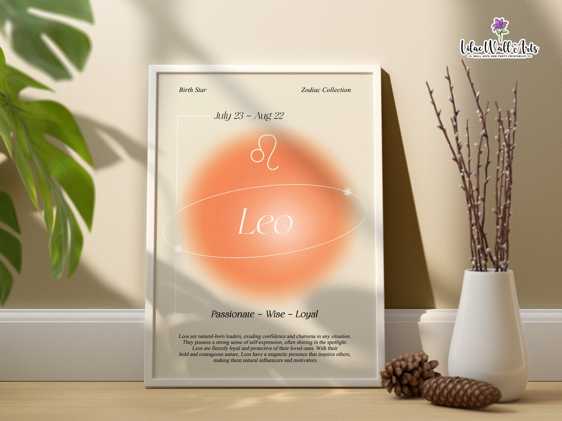 Leo Zodiac Orange Aura Poster July 23 Aug 22 Birth Star Gift - Image 6