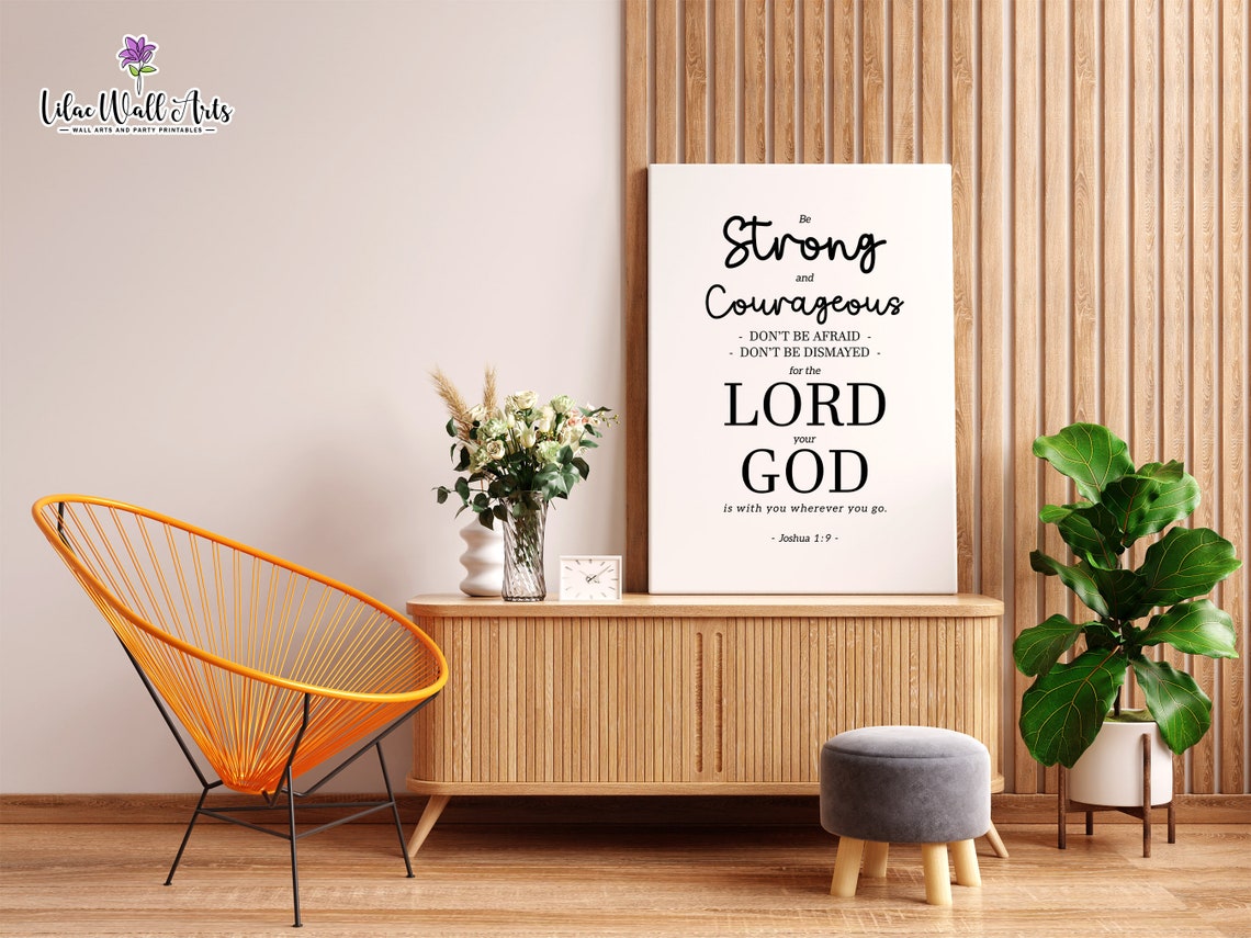 Joshua 19 Be Strong And Courageous Christian Wall Art Bible Wall Art Christian Gift Modern Scripture Wall Art Deuteronomy 31 6 - Image 3