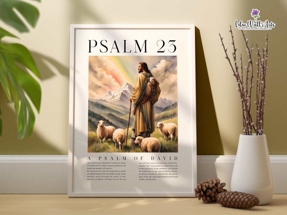 Psalm 23 Jesus The Good Shepherd Watercolor Bible Verse Art Poster - Image 6