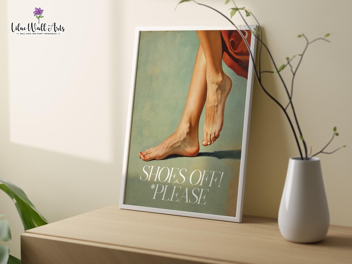 Please Remove Your Shoes Sign, Hallway Art Print - Image 2
