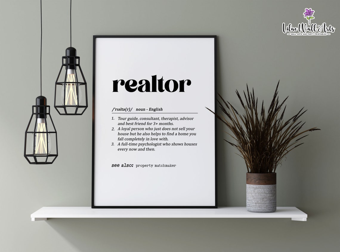 Realtor Definition Funny Real Estate Agent Dictionary Art Poster