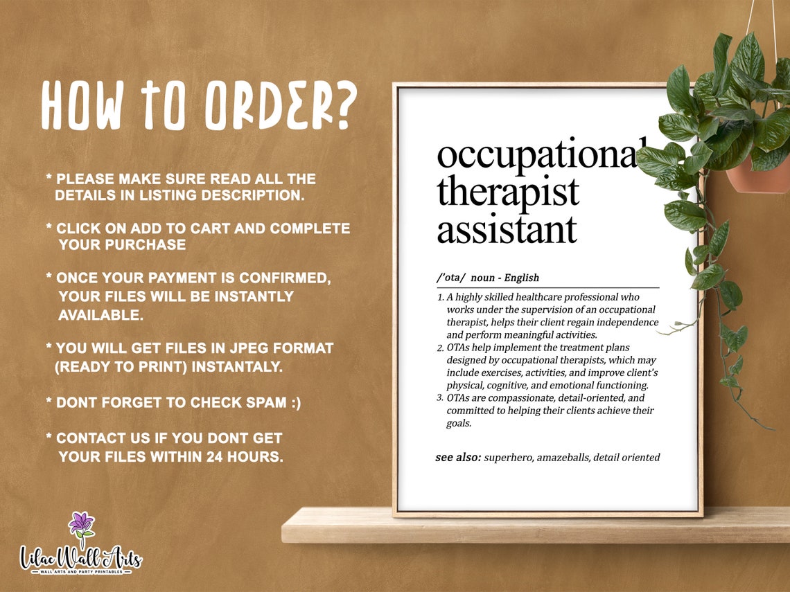 Occupational Therapist Assistant Definition Healthcare Gift Wall Print - Image 3