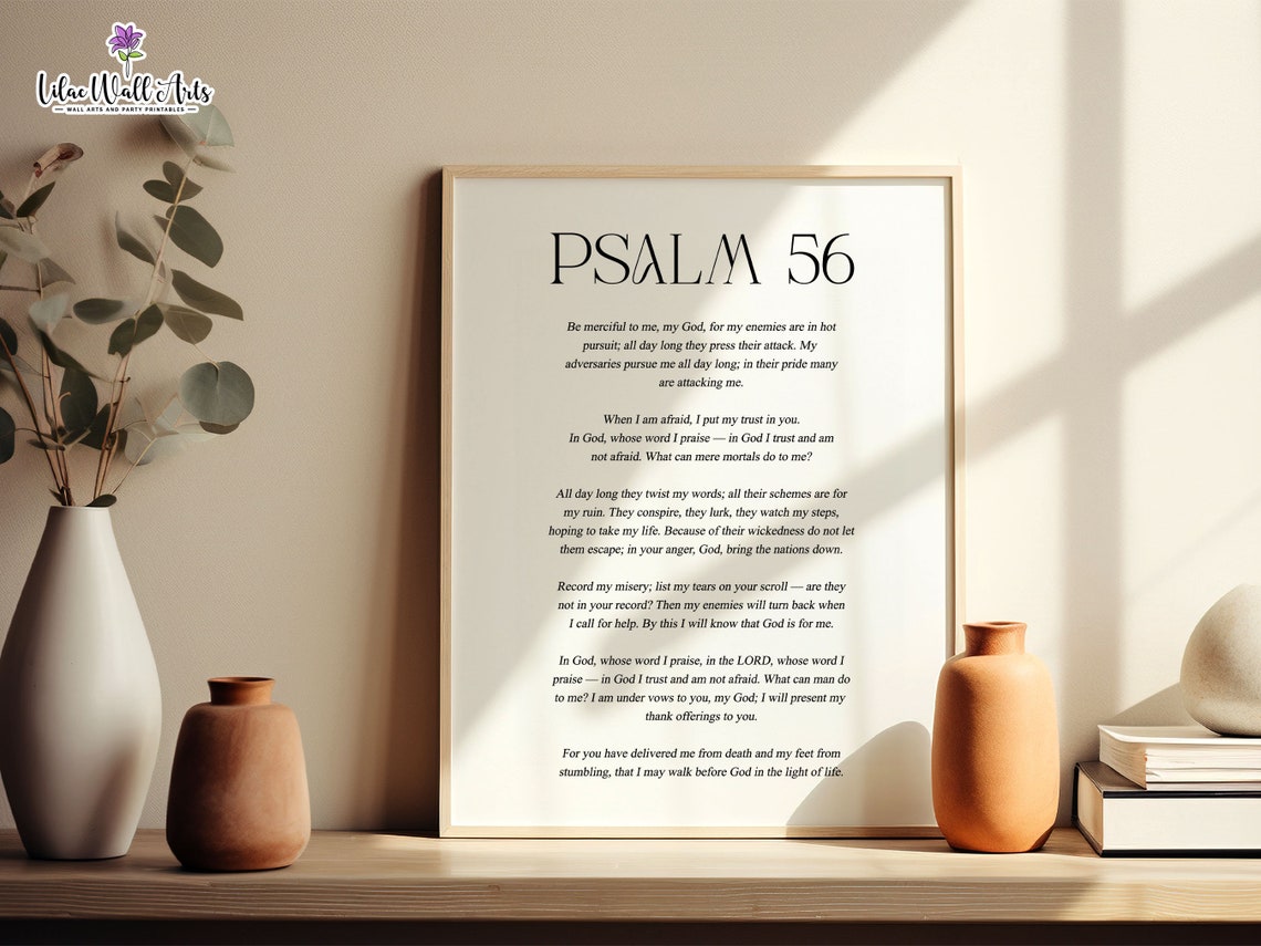 Psalm 56 When I Am Afraid Psalm Famous Bible Verses Biblical Wall Art Modern Christian Based Art Psalm Poster Daily Scripture - Image 6