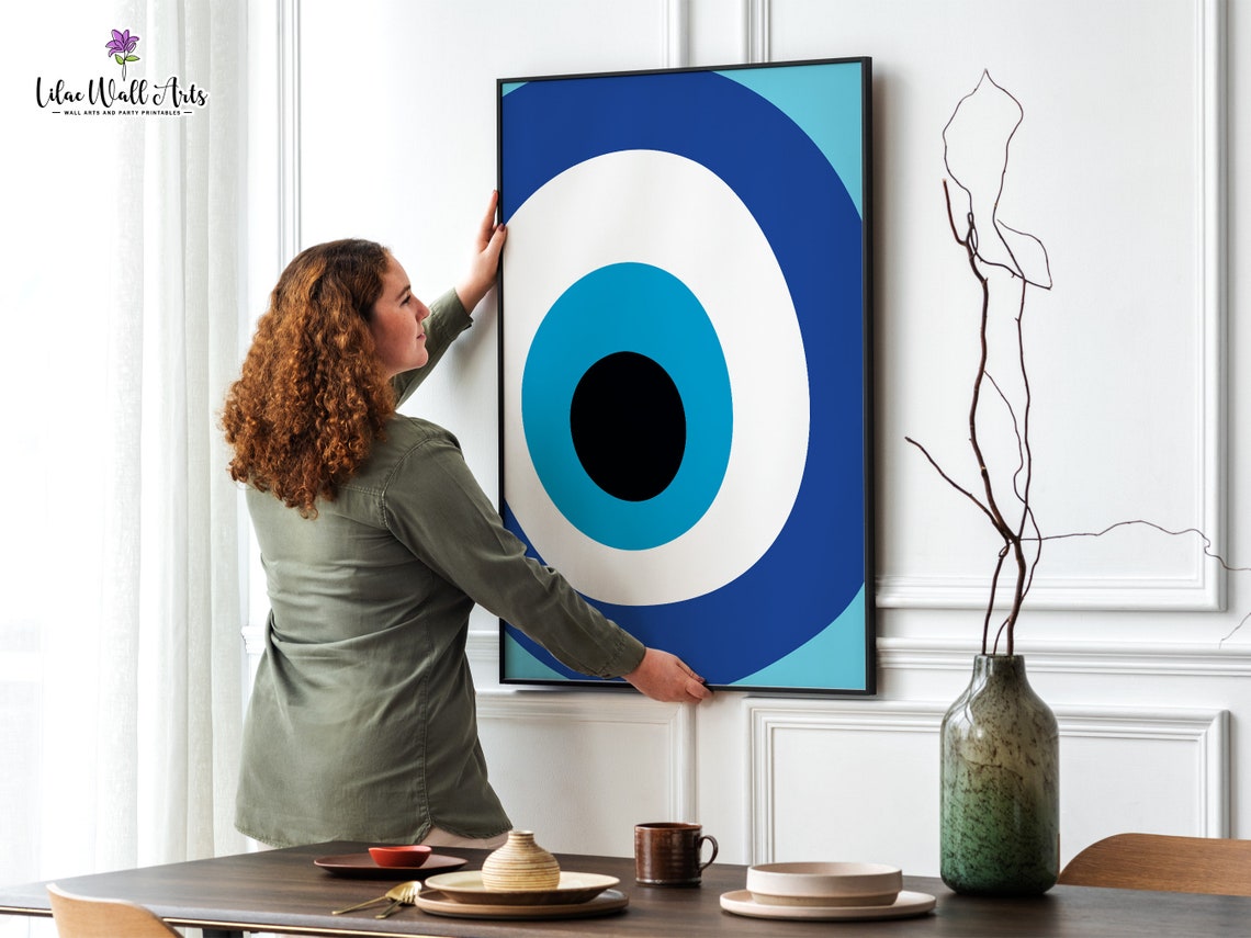 Blue Evil Eye Amulet Single Large Nazar Symbol Minimalist Poster - Image 3