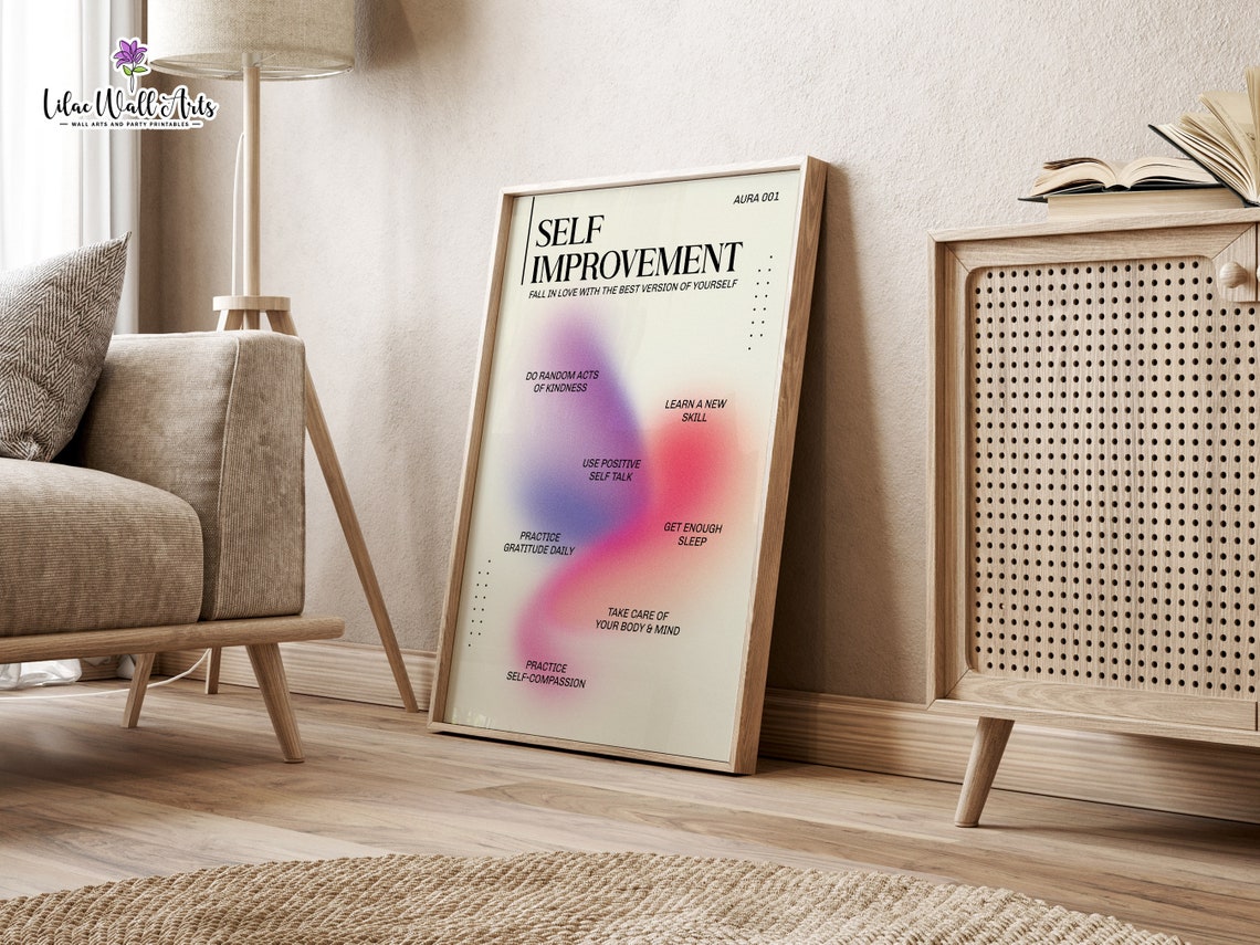 Self Improvement Purple Aura Gradient Mindset Daily Habit Wall Art - Image 4