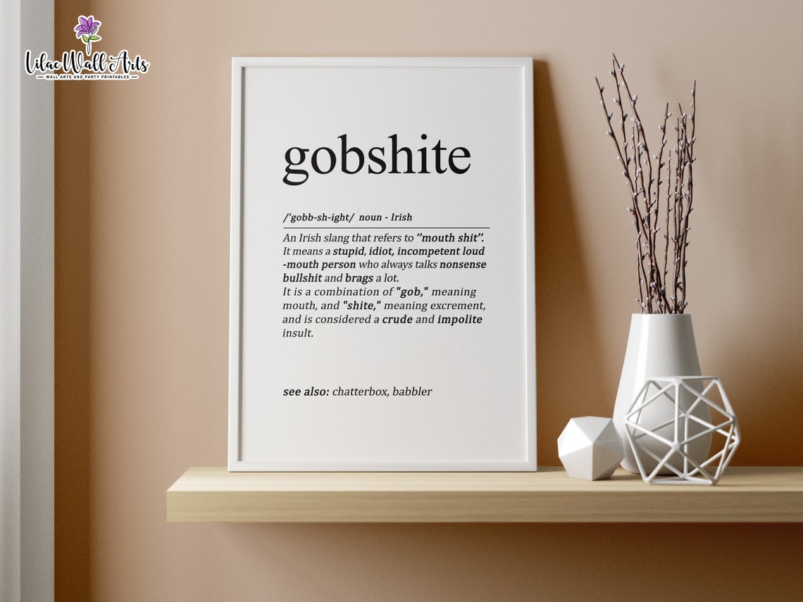 Gobshite Funny Irish Definition Dictionary Style Typography Wall Print - Image 4