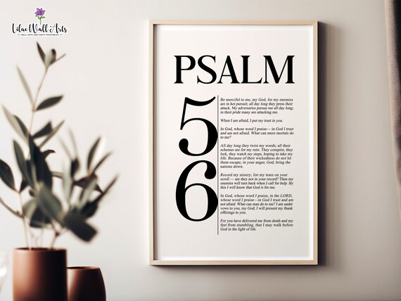 Psalm 56 When I Am Afraid Modern Typographic Bible Verse Art Print