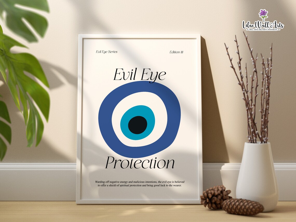Evil Eye Nazar Blue Protection Symbol Minimalist Spiritual Art Poster