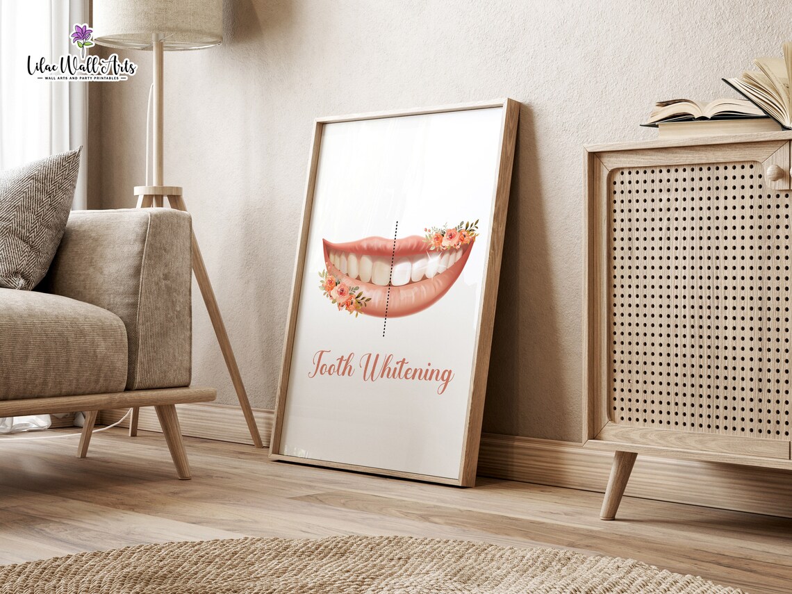 Tooth Whitening Smile Before After Floral Bright Dental Office Poster - Image 6