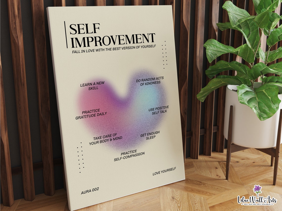 Self Improvement Purple Heart Aura List Daily Positive Mindset Poster - Image 6