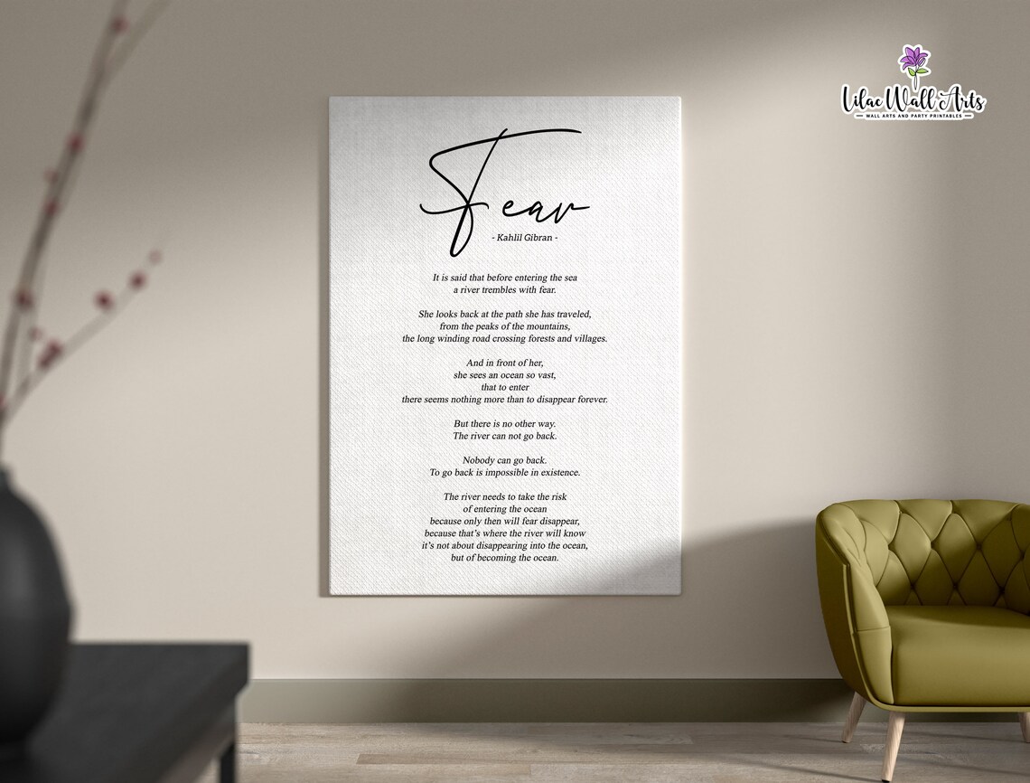 Fear Kahlil Gibran Poem Poster River and Ocean Quote Minimal Typography - Image 5