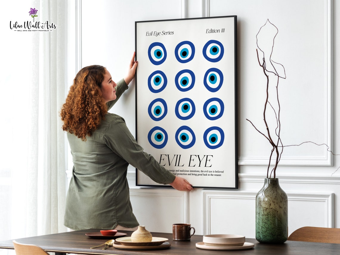 Evil Eye Series Blue Talisman Grid Protection Charm Wall Poster - Image 3