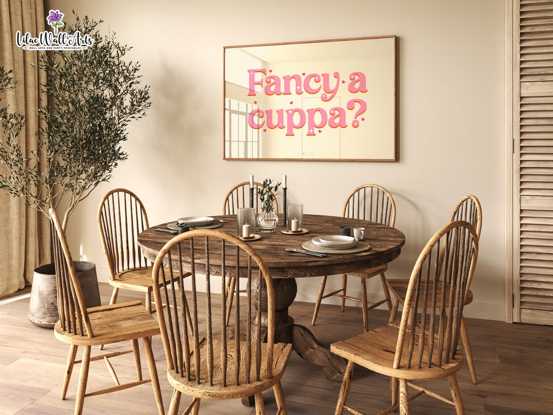 Fancy A Cuppa Retro Pink Kitchen Quote Tea Lover Wall Decor Poster - Image 3