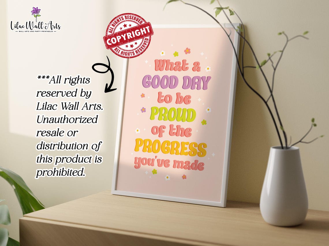 What A Good Day To Be Proud Retro Floral Affirmation Quote Poster - Image 3