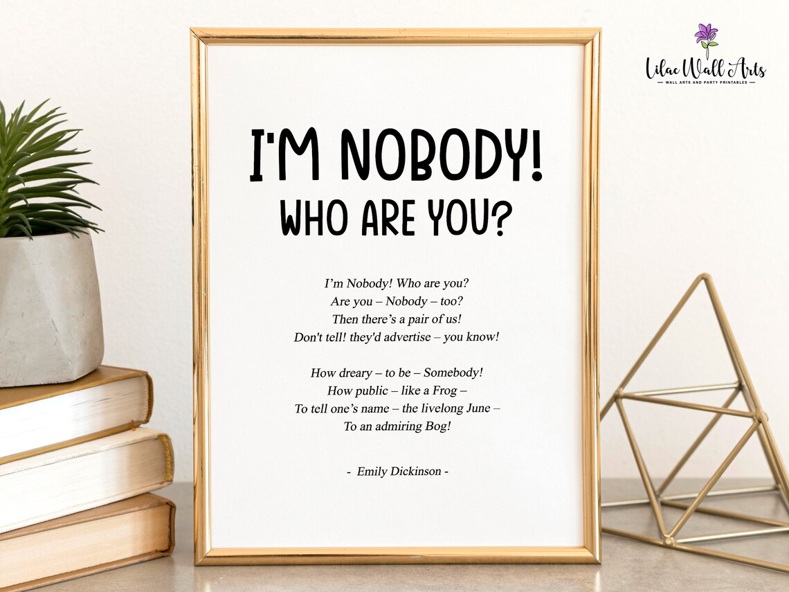 Im Nobody Who Are You Emily Dickinson Playful Poem Canvas Art Poster - Image 5