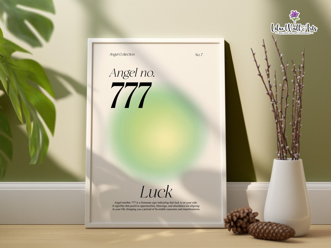 Angel Number 777 Luck Green Aura Fortune Blessing Manifestation Poster - Image 5