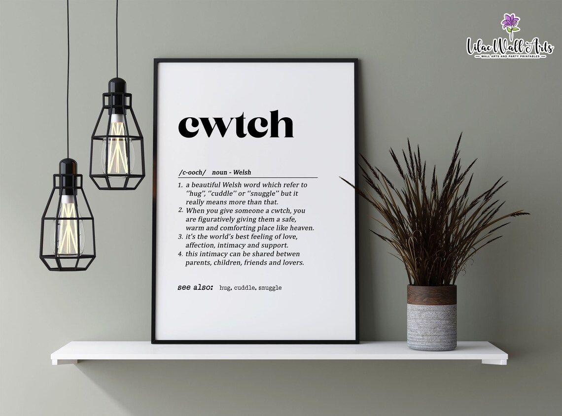 Cwtch Definition Poster, Welsh Word Wall Art