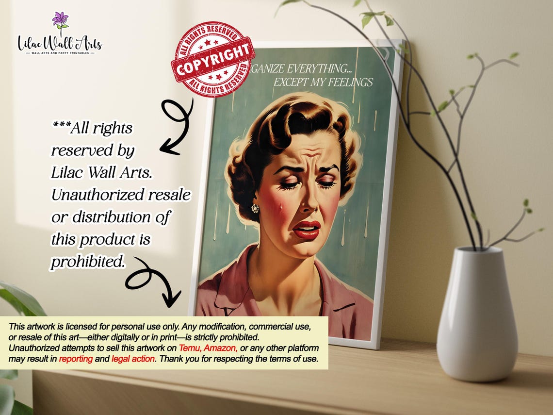 I Organize Everything Except My Feelings Retro Mom Humor Poster - Image 2