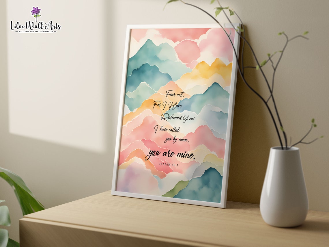 Isaiah 43 1 Fear Not Watercolor Mountain Pastel Christian Poster - Image 6