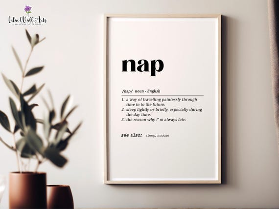 Nap Definition Sign Funny Bedroom Wall Art Print