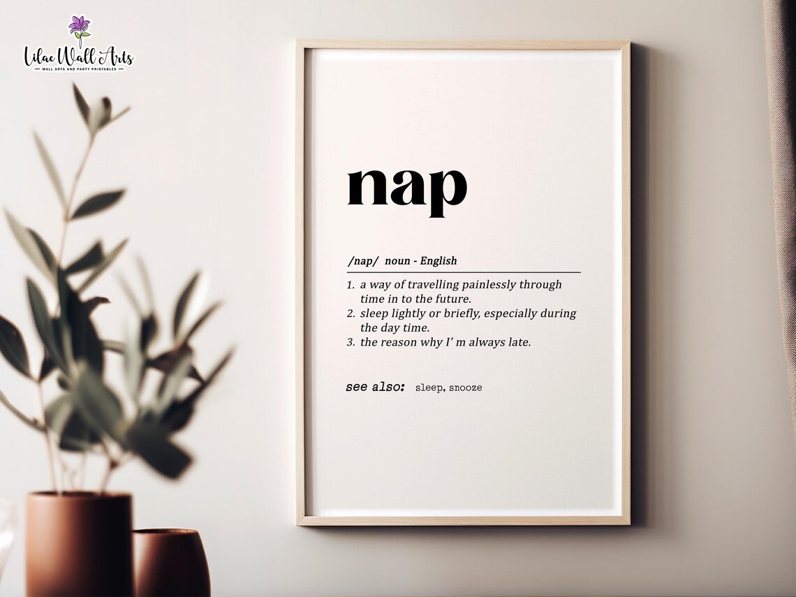 Nap Definition Sign Funny Bedroom Wall Art Print