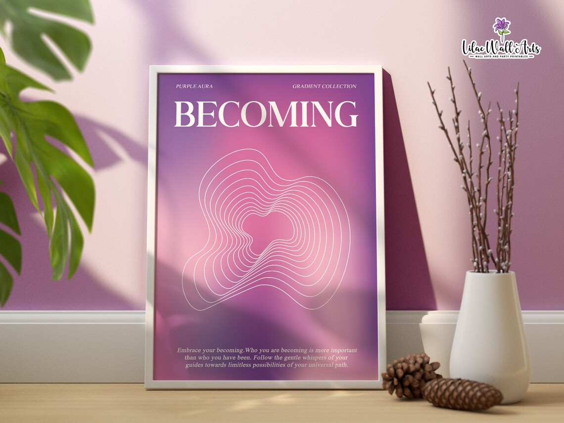 Becoming Purple Aura Contour Line Art Spiritual Growth Quote Poster - Image 5