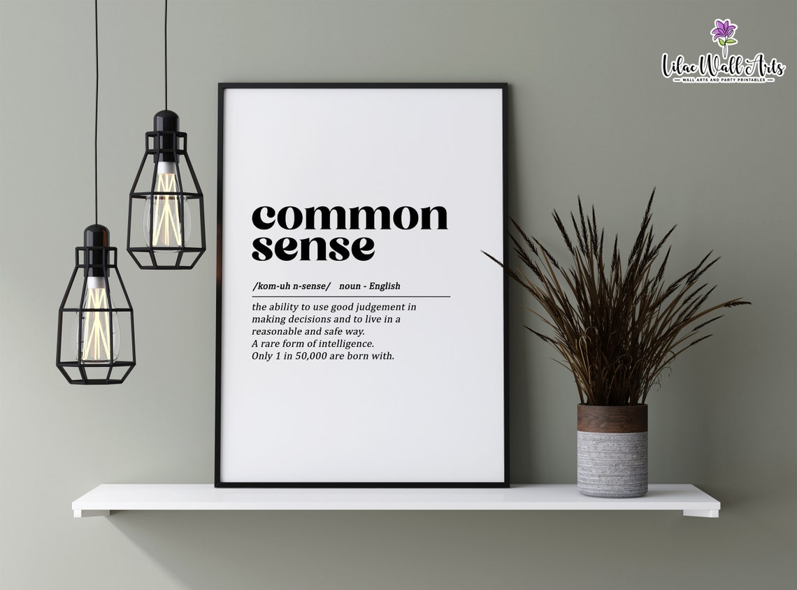 Common Sense Funny Dictionary Definition Rare Intelligence Wall Art