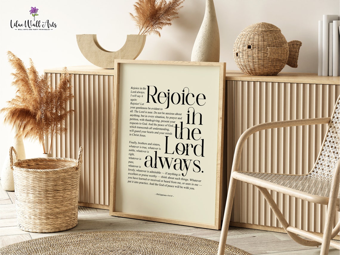 Rejoice In The Lord Always Philippians 449 Script Typography Poster - Image 6