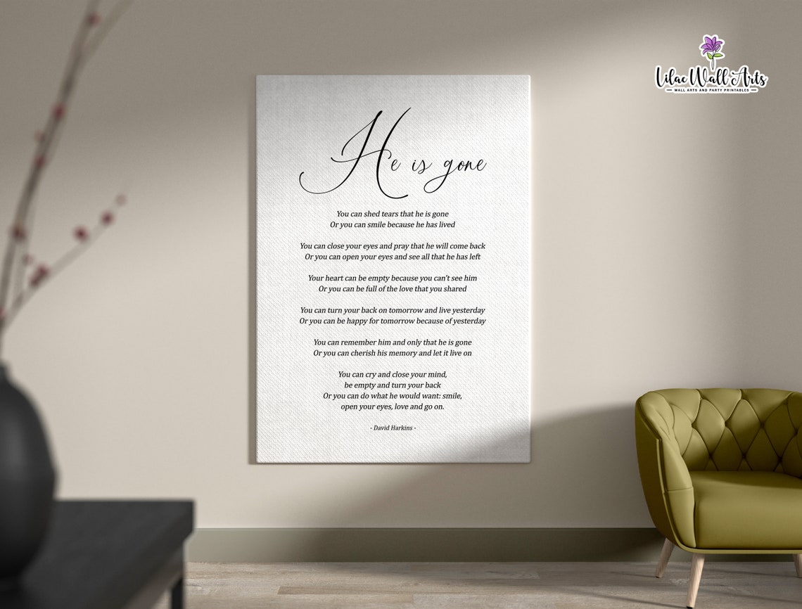 He Is Gone David Harkins Memorial Poem Poster Sympathy Grief Gift - Image 5