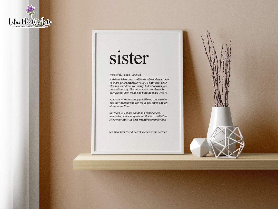 Sister Definition Best Sister Gift Brother And Sister Wall Art Family Wall Art Sister Birthday Sister Prints Sisters Wall Art - Image 5
