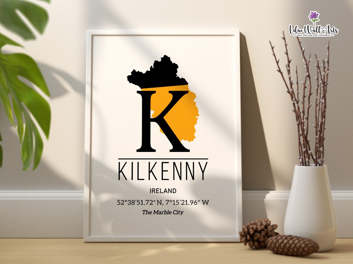 Kilkenny Ireland Map Poster GPS Coordinates The Marble City Art