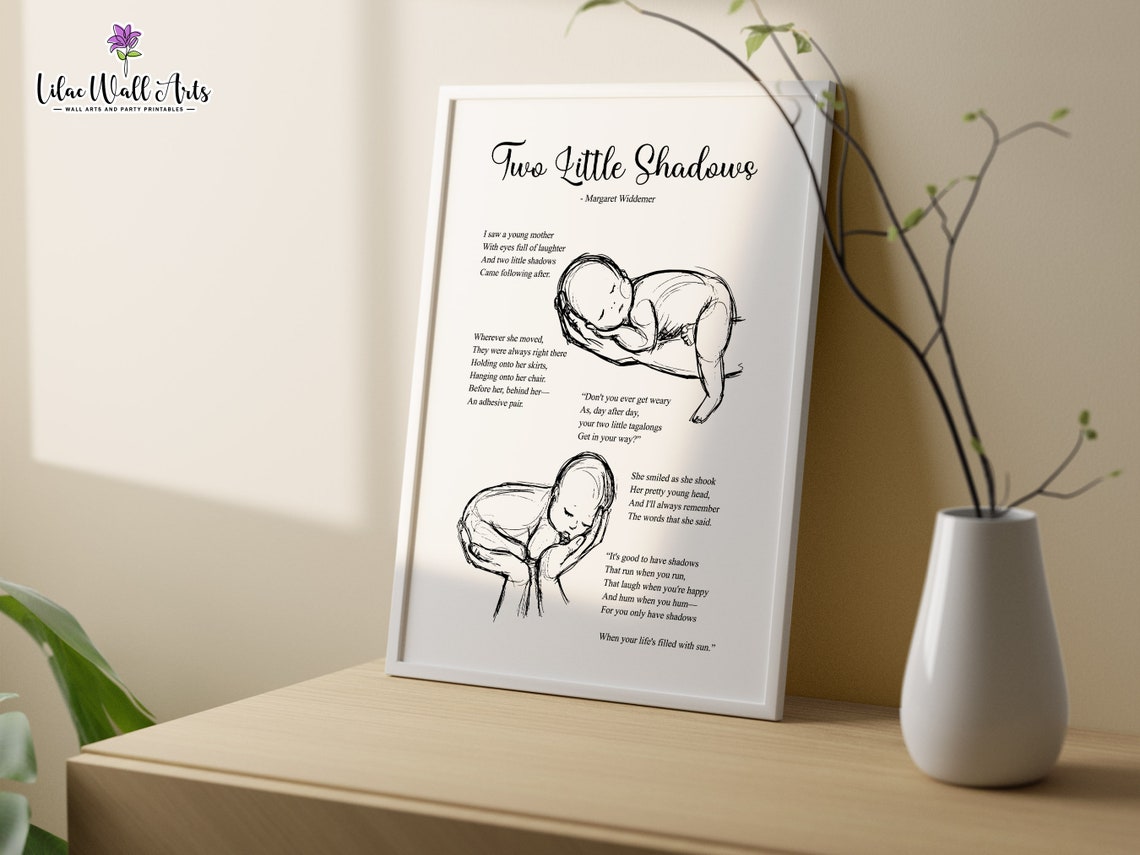 Two Little Shadows Margaret Widdemer Mother Poem Poster Baby Art