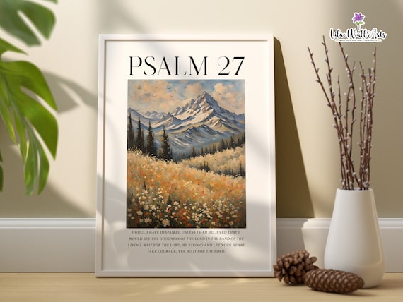 Psalm 27 Mountain Wildflower Meadow Christian Landscape Poster