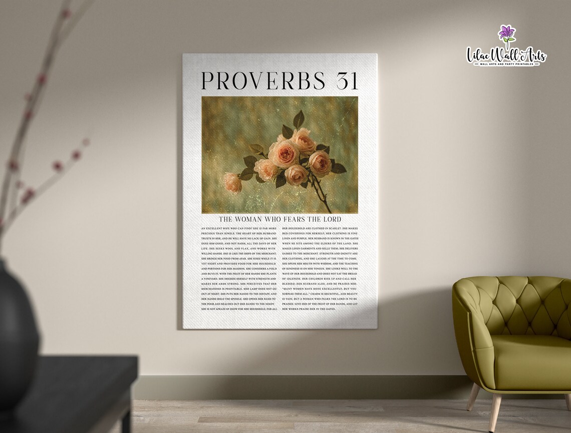 Proverbs 31 Christian Floral Art Print, Coquette Style - Image 6
