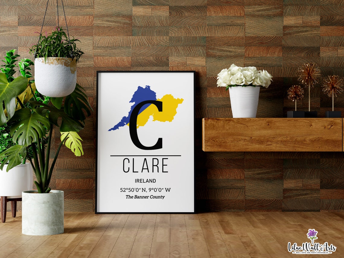 County Clare Ireland Print Ireland Art Irish Art Ireland Wall Art Map Of Ireland Map Cliffs Of Moher Counties Of Ireland Irish Counties - Image 4