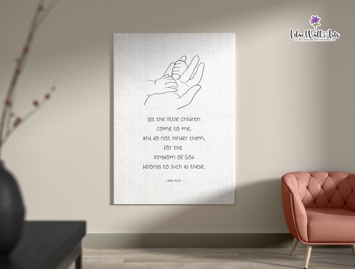 Mark 10:14 Let the Little Children Come Hands Line Art Poster - Image 2