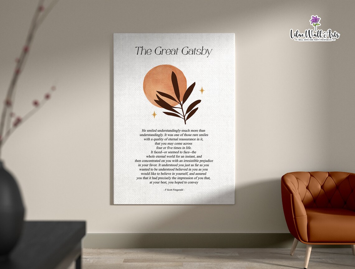 The Great Gatsby F Scott Fitzgerald Boho Quote Literature Wall Art - Image 6