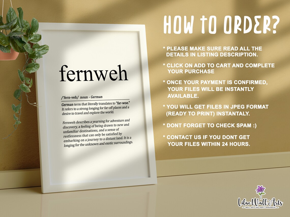 Fernweh Funny German Word Art Print, Nordic Decor - Image 3