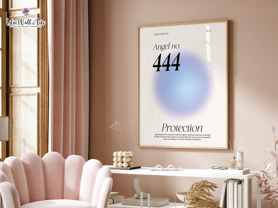 444 Angel Numbers Print 111 222 333 444 555 Numerology Art 444 Protection 444 Angel Number Poster Angel Number Meaning 123 Angel Number - Image 2