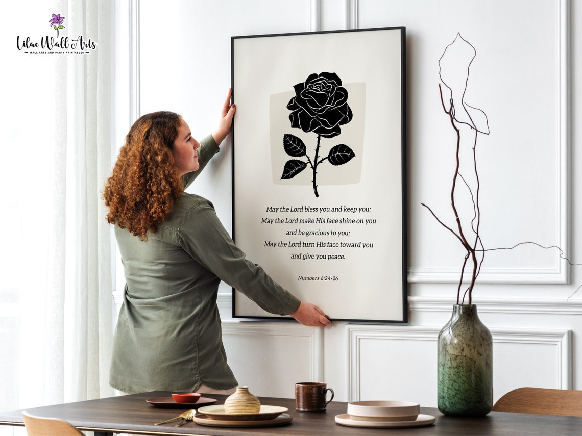 May The Lord Bless You Black Rose Numbers 624 26 Minimalist Poster - Image 2